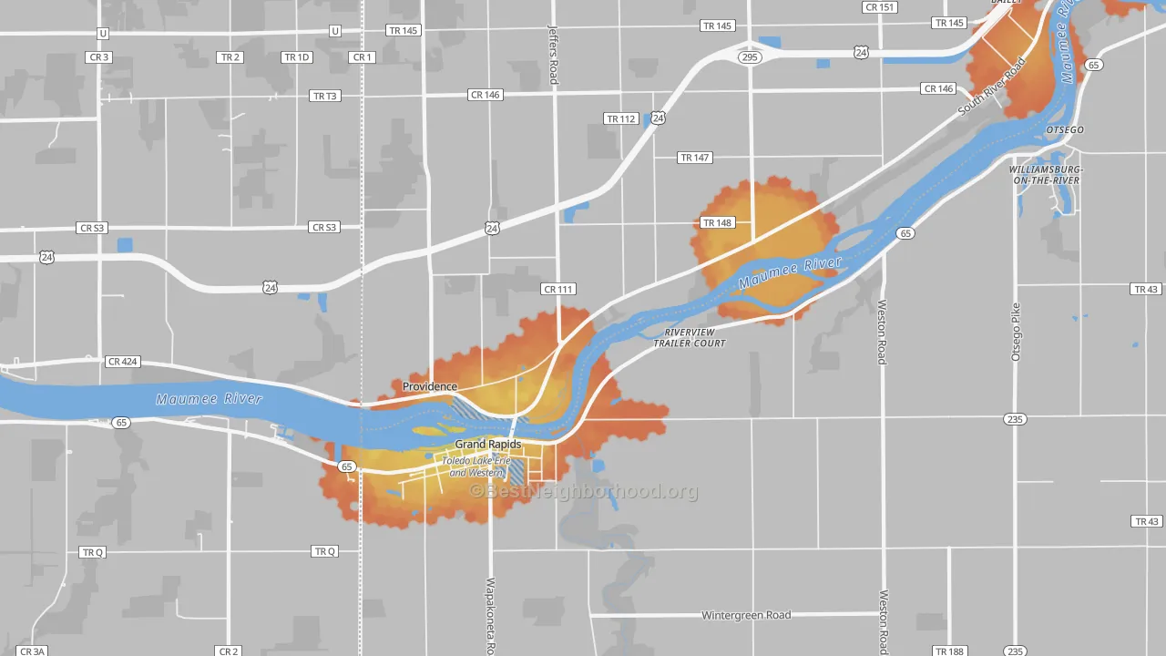 Bike Grade map of Grand Rapids, OH