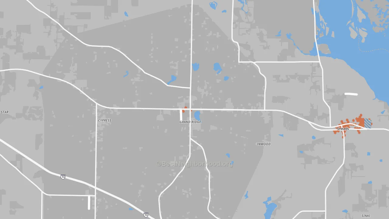 Bike Grade map of Grand Ridge, FL