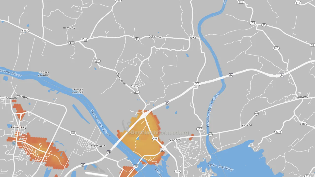 Bike Grade map of Grand Rivers, KY