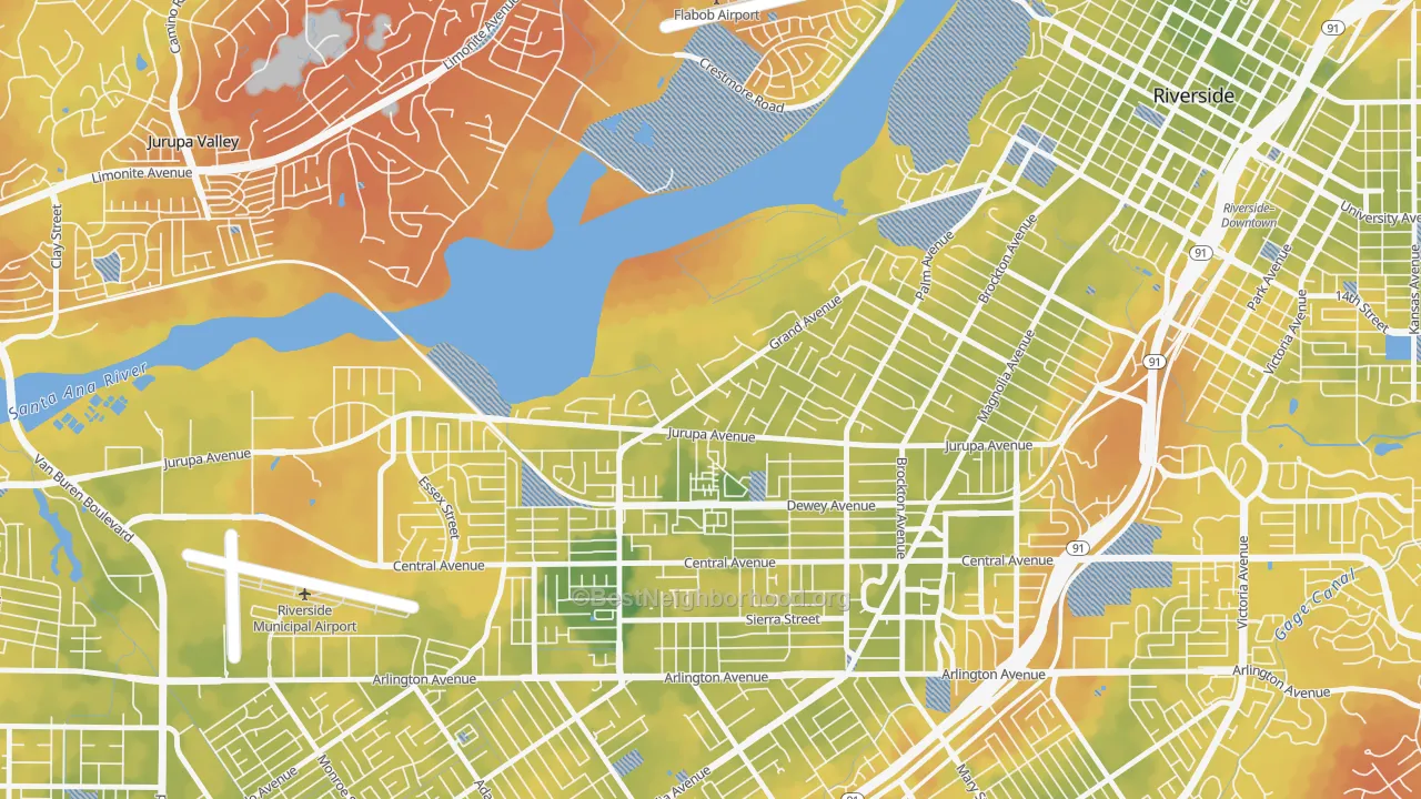 Bike Grade map of Grand, Riverside, CA
