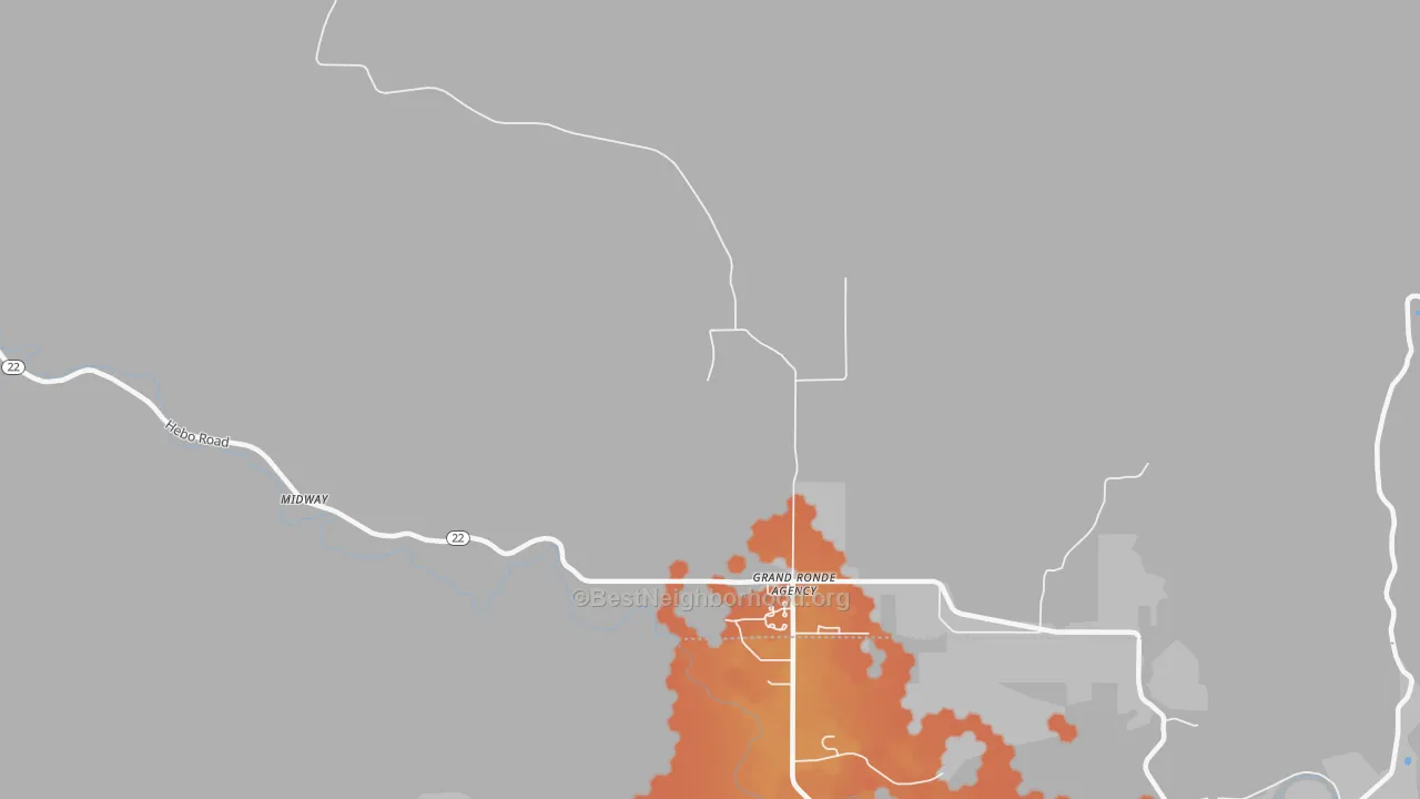 Bike Grade map of Grand Ronde Agency, OR