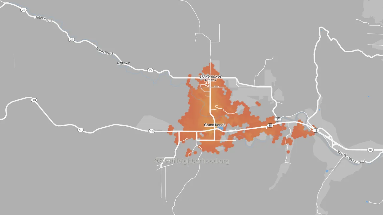 Bike Grade map of Grand Ronde, OR