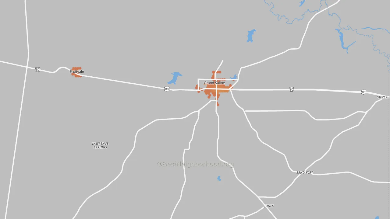 Bike Grade map of Grand Saline, TX