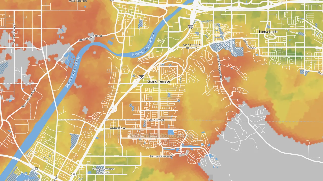 Bike Grade map of Grand Terrace, CA