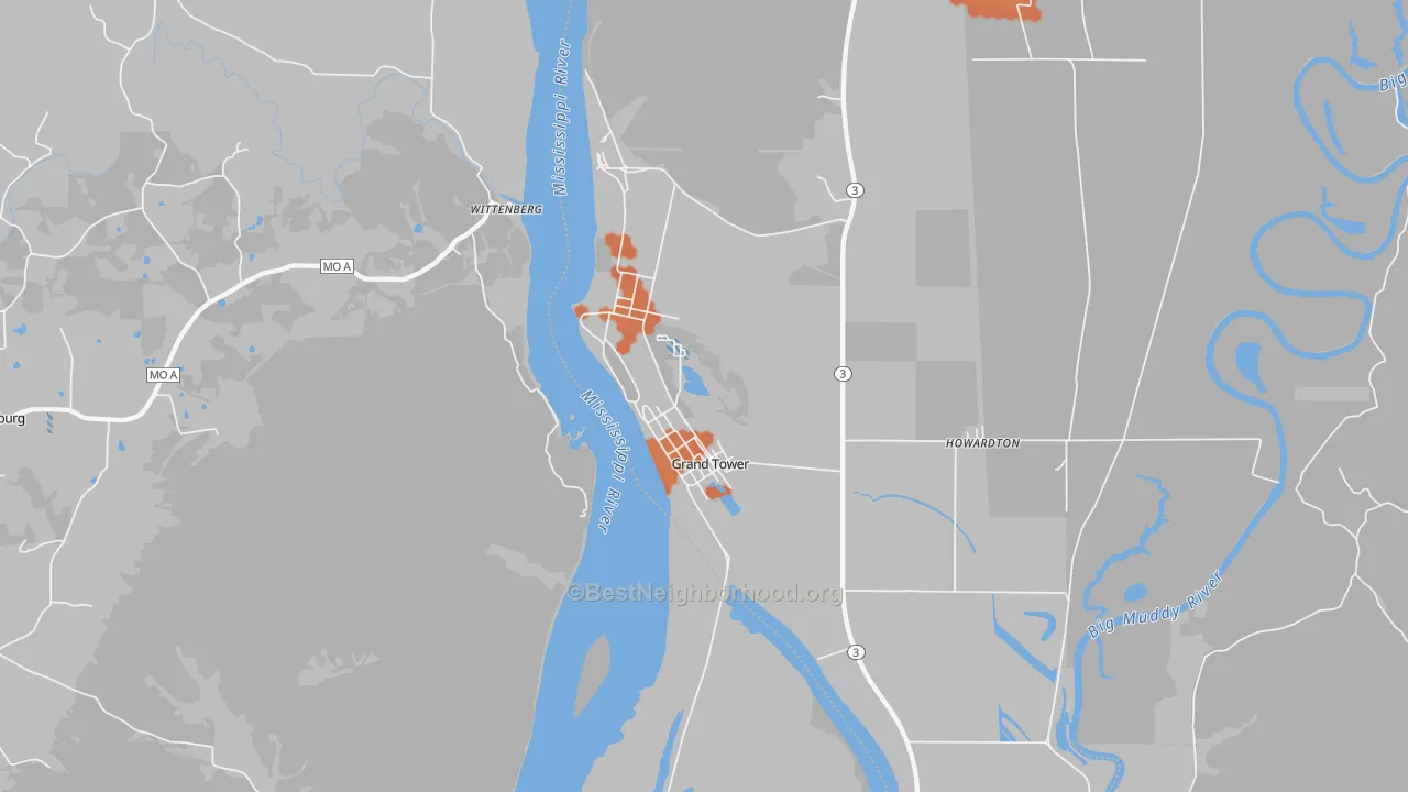 Bike Grade map of Grand Tower, IL
