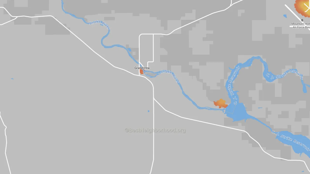 Bike Grade map of Grand View, ID