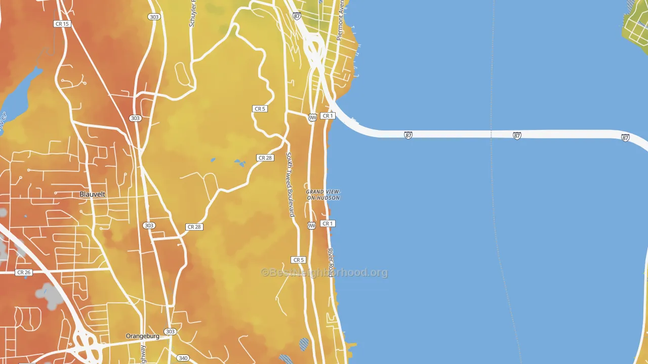 Bike Grade map of Grand View-on-Hudson, NY