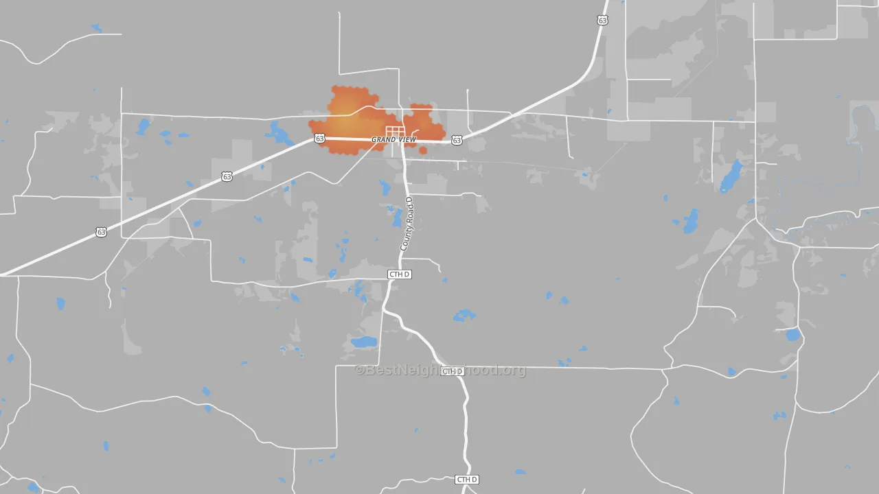Bike Grade map of Grand View, WI