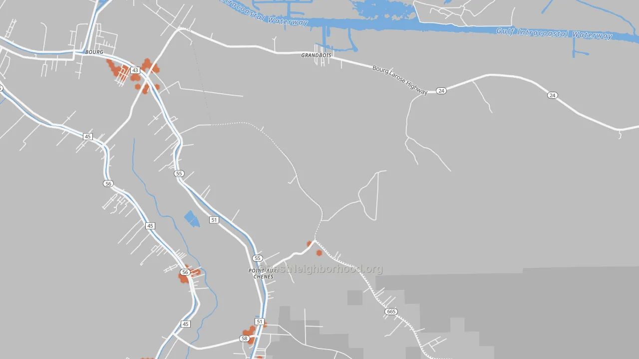 Bike Grade map of Grandbois, LA