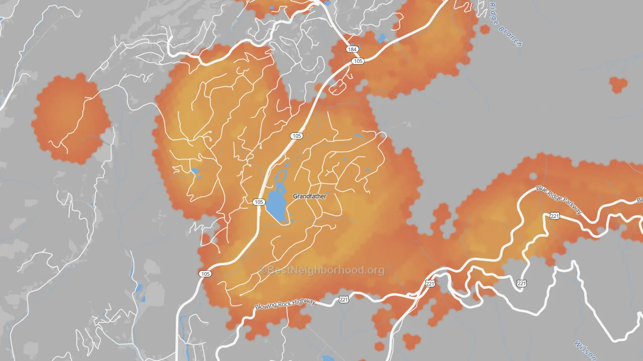 Bike Grade map of Grandfather, NC