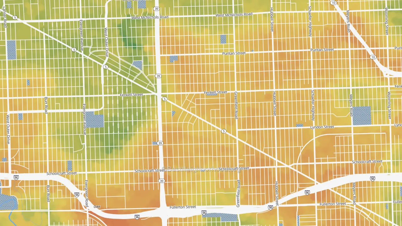Bike Grade map of Grandmont-Rosedale, Detroit, MI