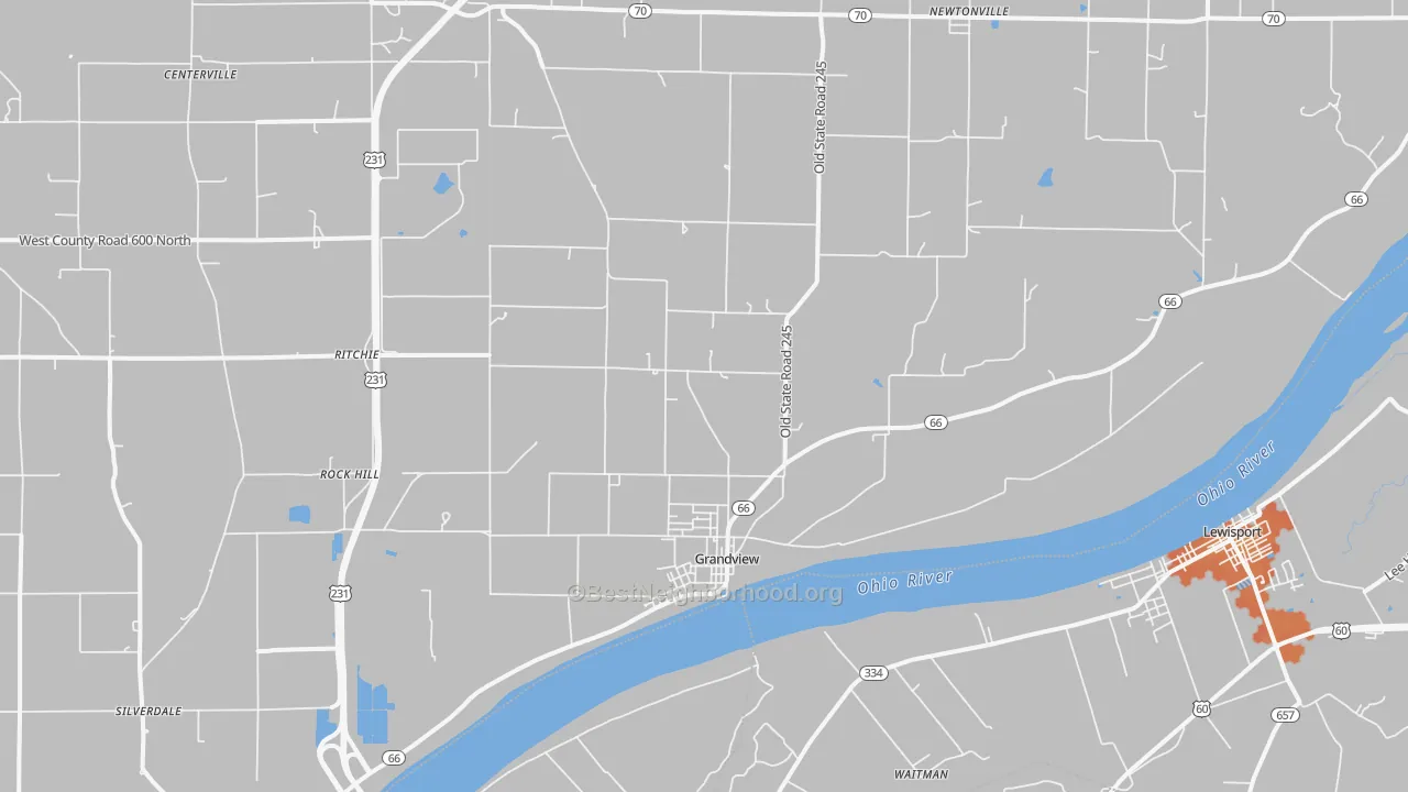 Bike Grade map of Grandview, IN