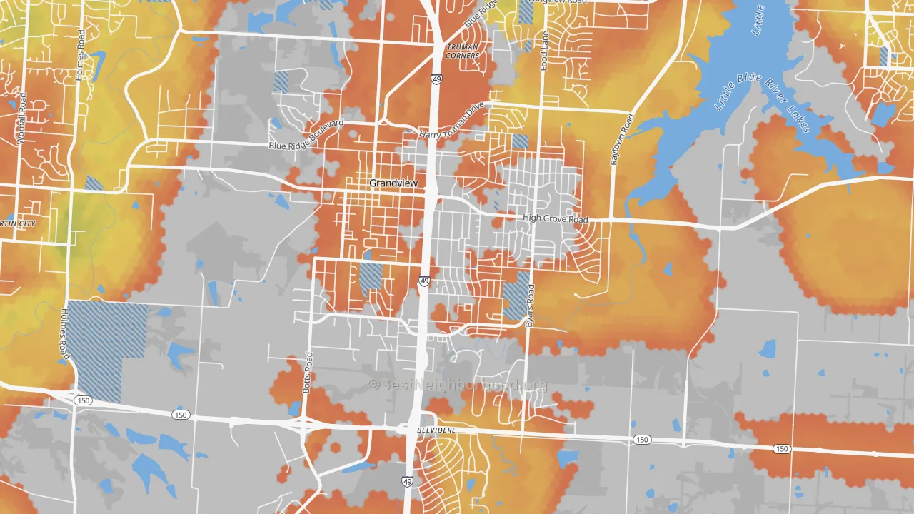Bike Grade map of Grandview, MO
