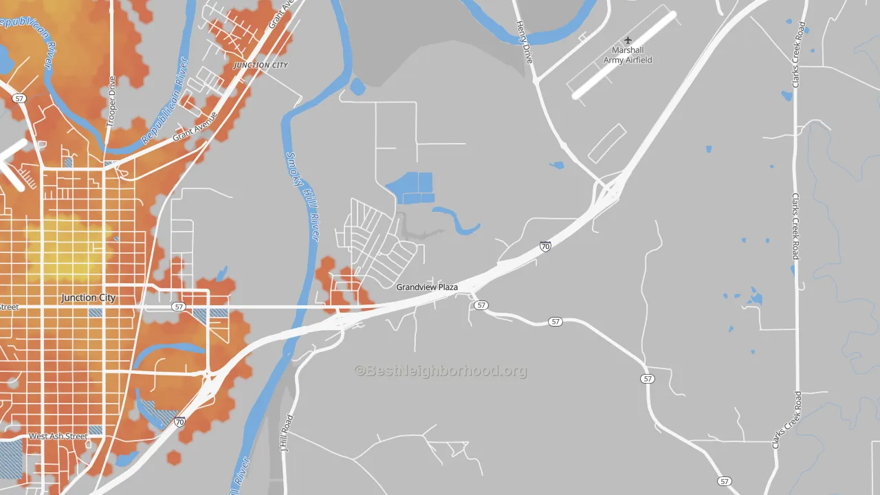 Bike Grade map of Grandview Plaza, KS