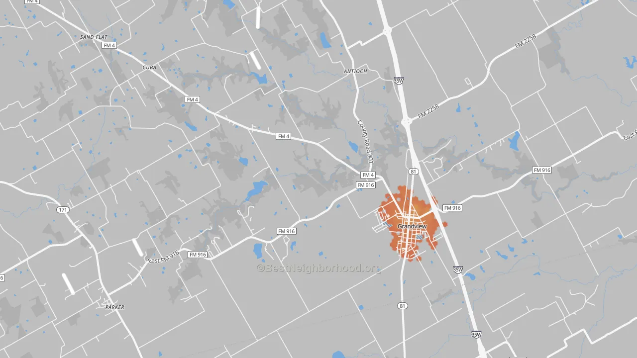 Bike Grade map of Grandview, TX