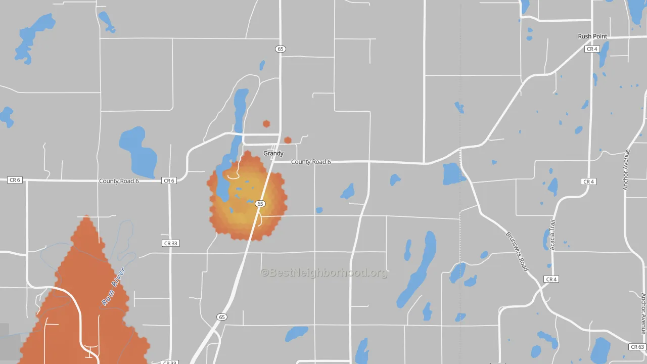 Bike Grade map of Grandy, MN