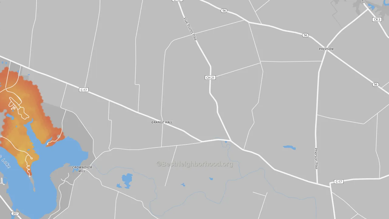 Bike Grade map of Grange Hall, OH