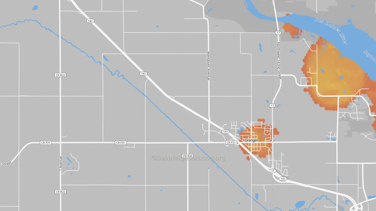 Bike Grade map of Granger Homesteads, IA