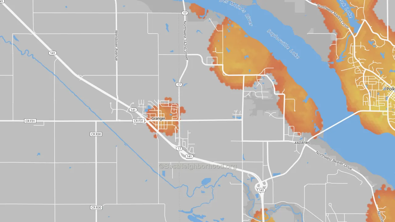 Bike Grade map of Granger, IA