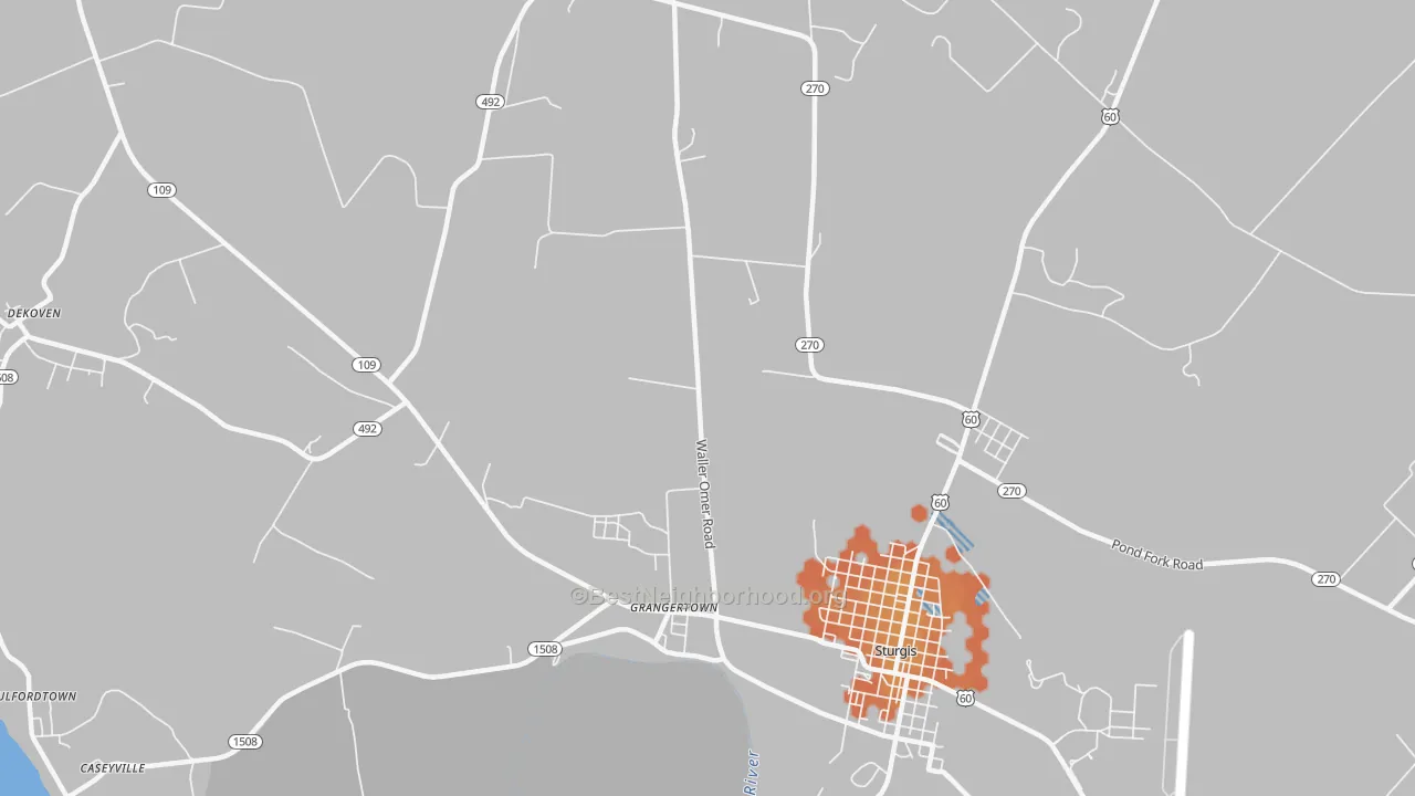 Bike Grade map of Grangertown, KY