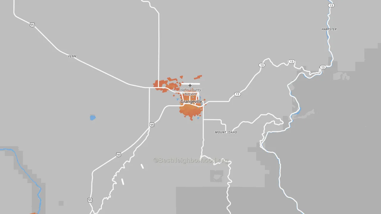 Bike Grade map of Grangeville, ID