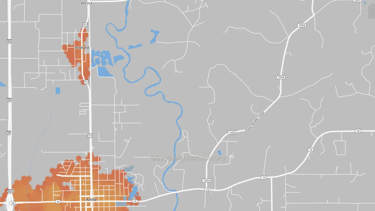 Bike Grade map of Grangeville, LA