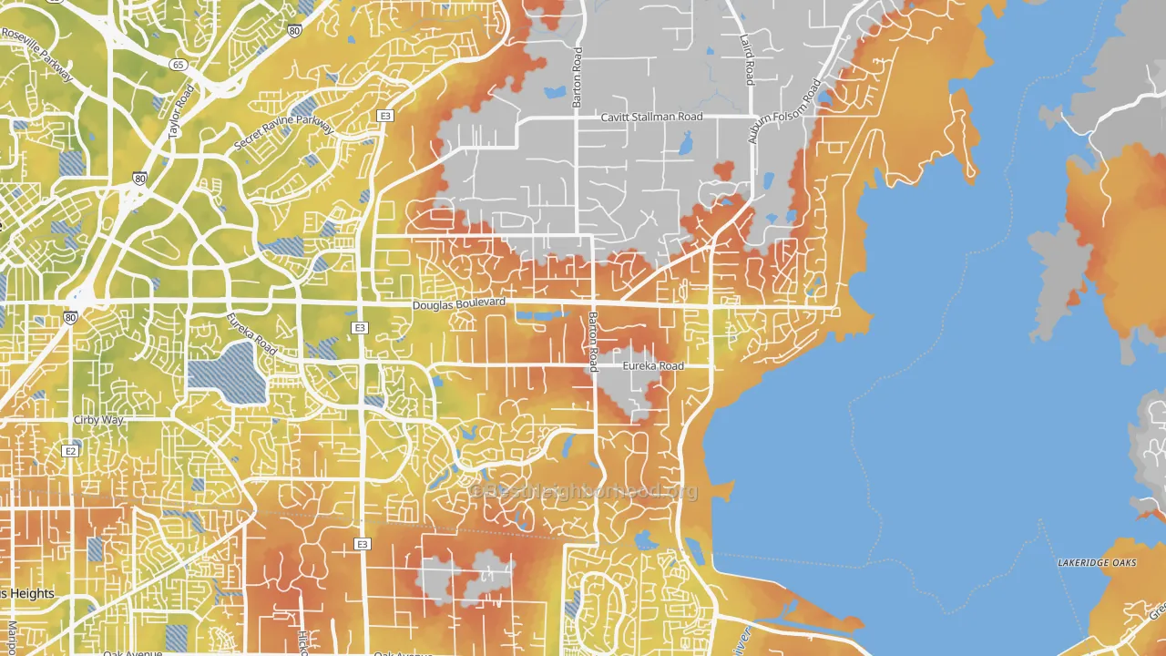 Bike Grade map of Granite Bay, CA