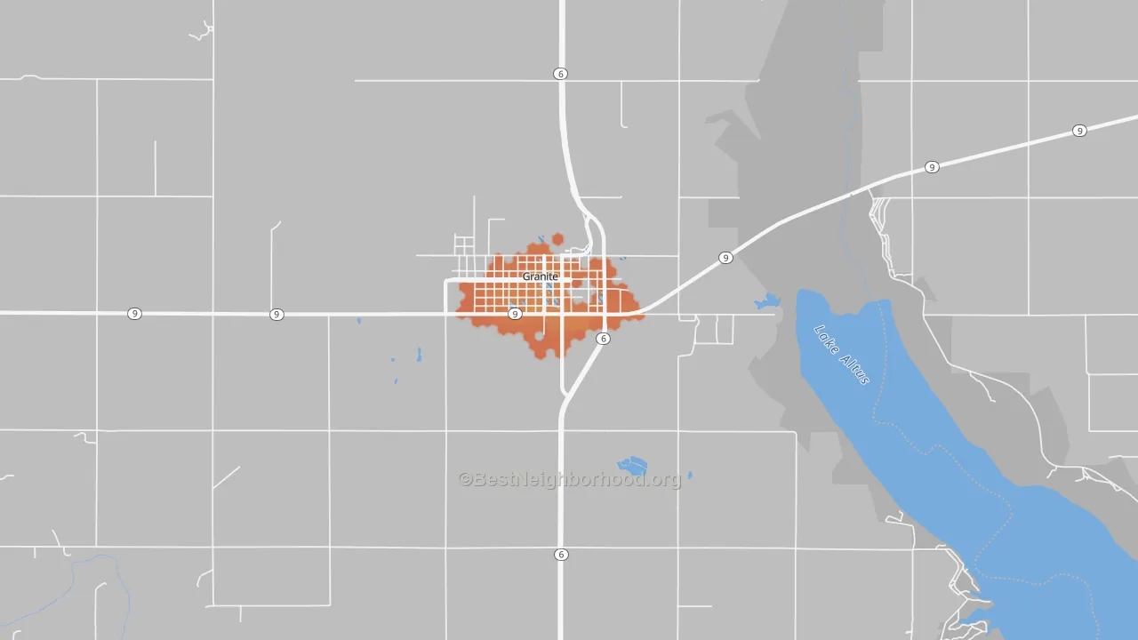Bike Grade map of Granite, OK