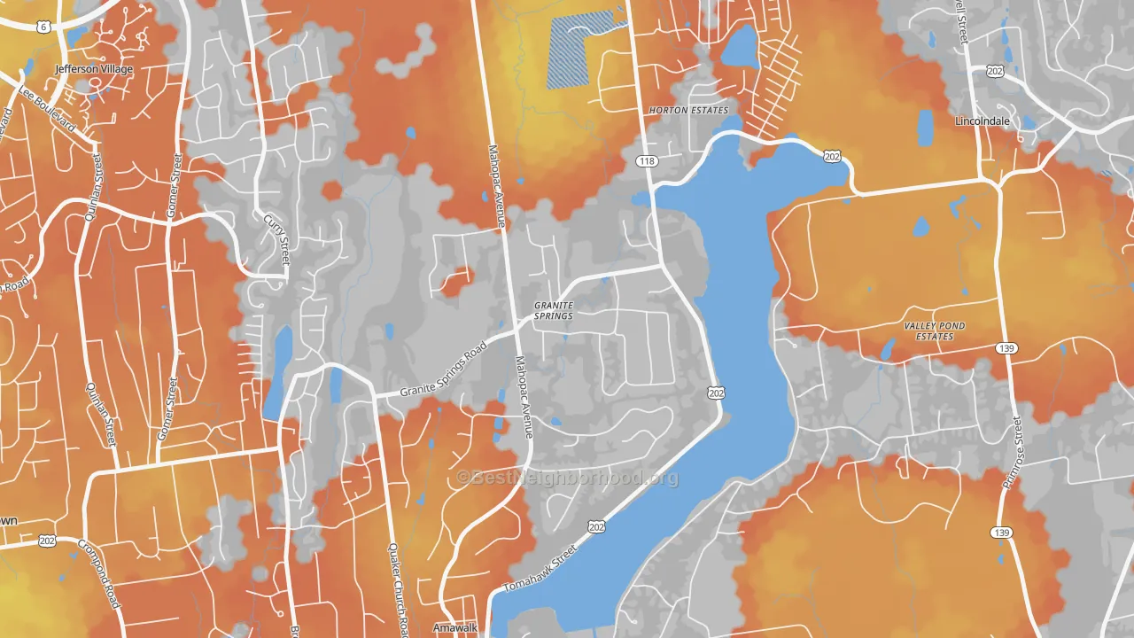 Bike Grade map of Granite Springs, NY