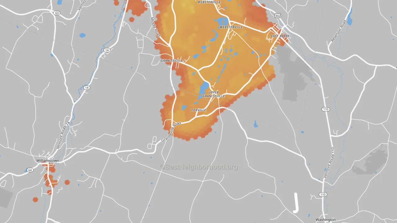 Bike Grade map of Graniteville, VT