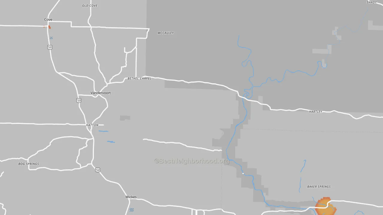 Bike Grade map of Grannis, AR