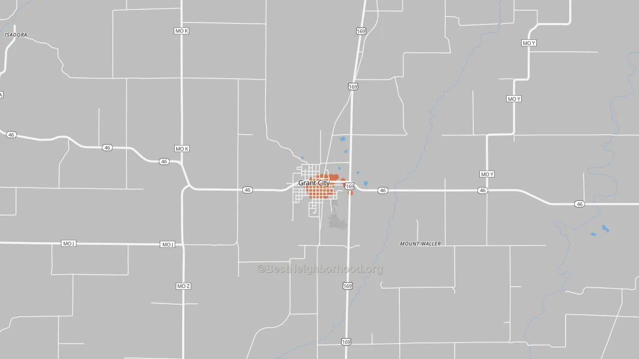 Bike Grade map of Grant City, MO