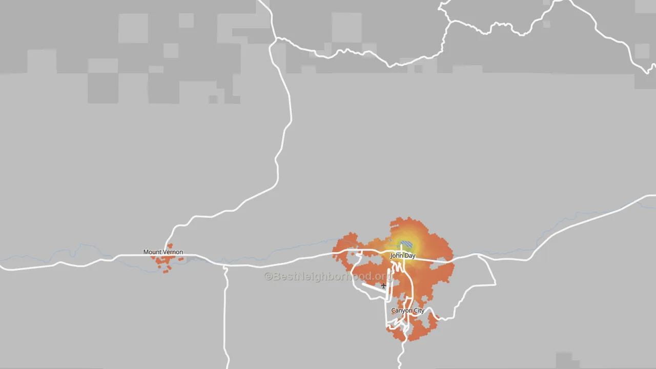 Bike Grade map of Grant County, OR