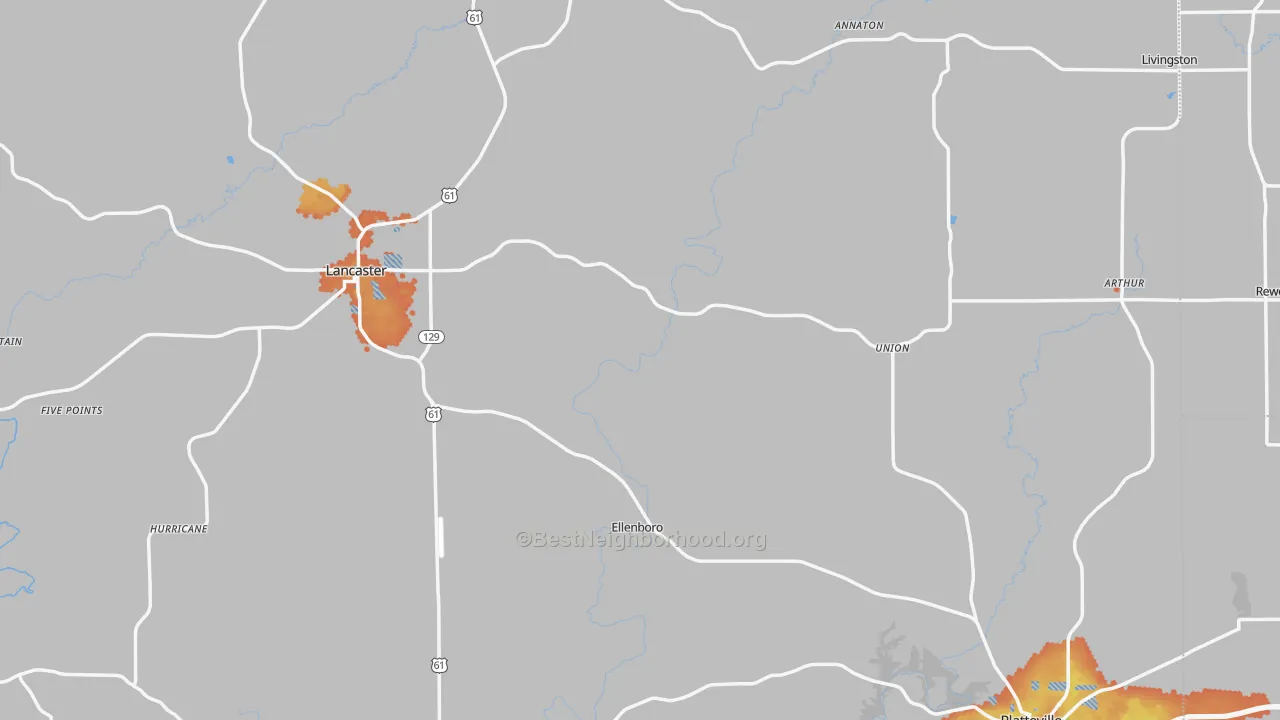Bike Grade map of Grant County, WI