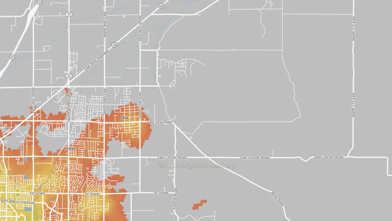 Bike Grade map of Grant, ID
