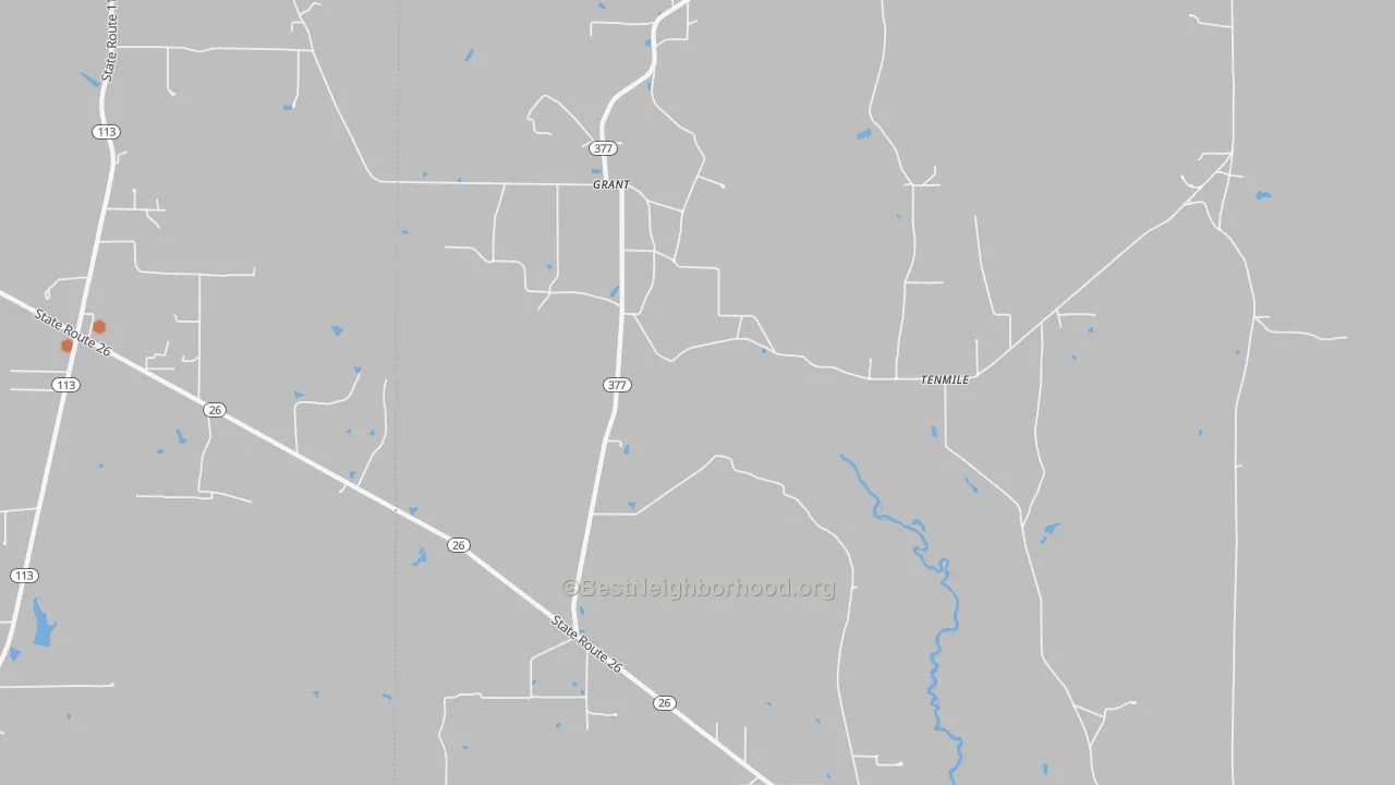 Bike Grade map of Grant, LA