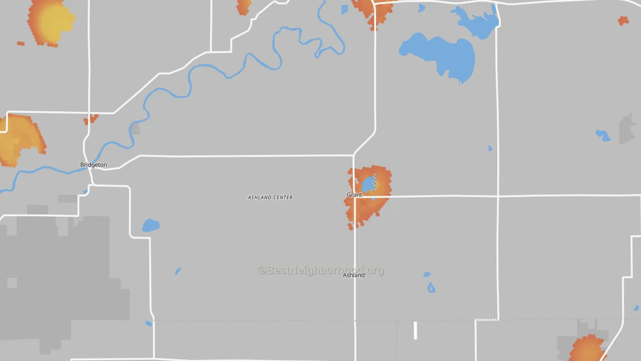Bike Grade map of Grant, MI