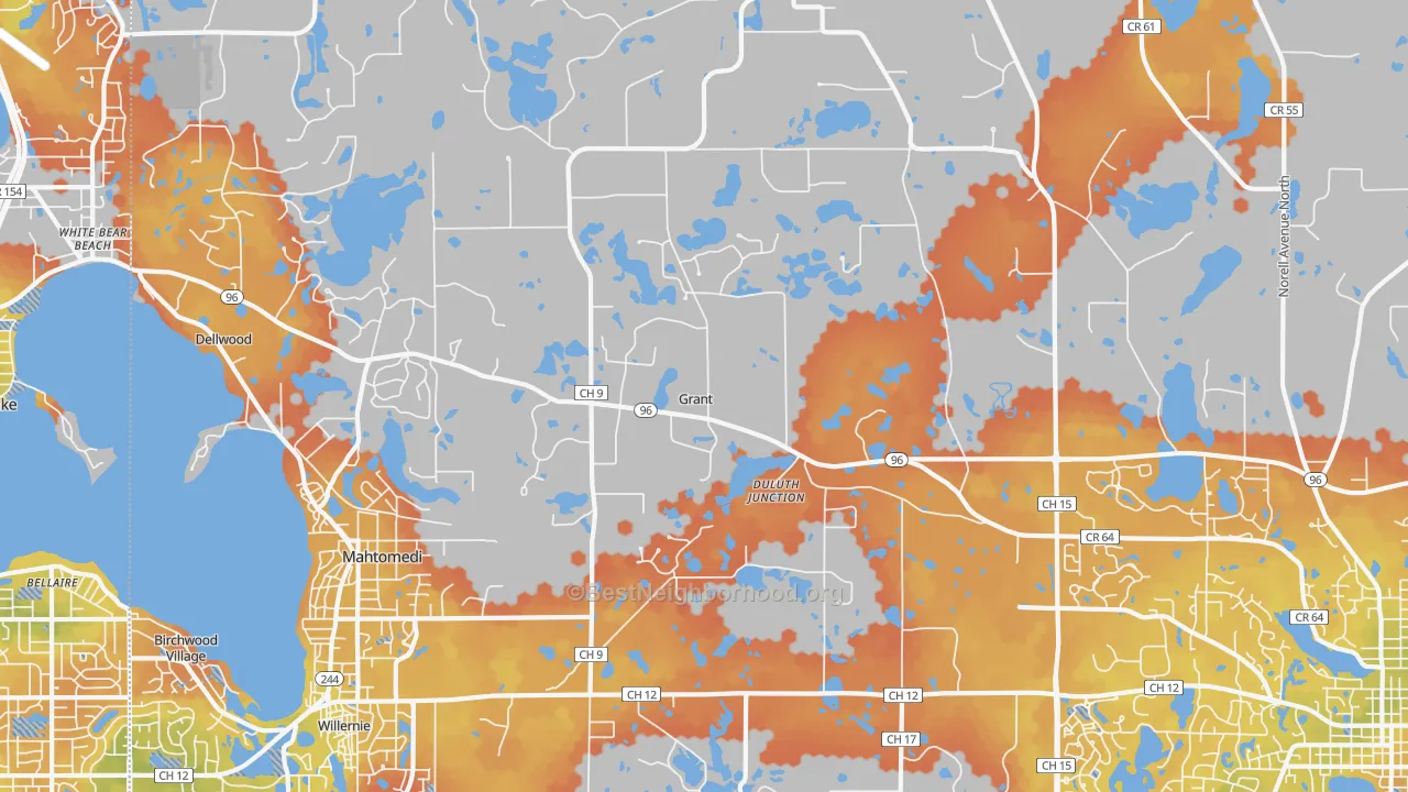 Bike Grade map of Grant, MN