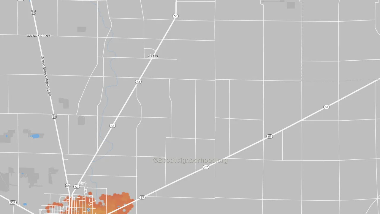 Bike Grade map of Grant, OH