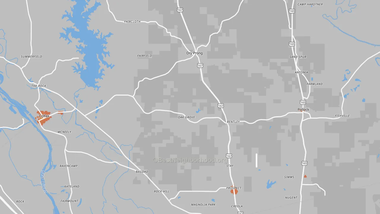 Bike Grade map of Grant Parish, LA