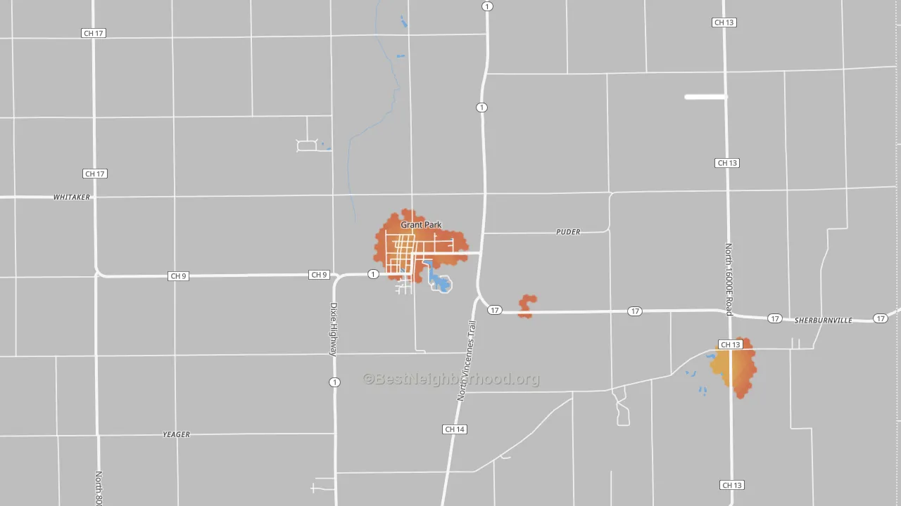 Bike Grade map of Grant Park, IL