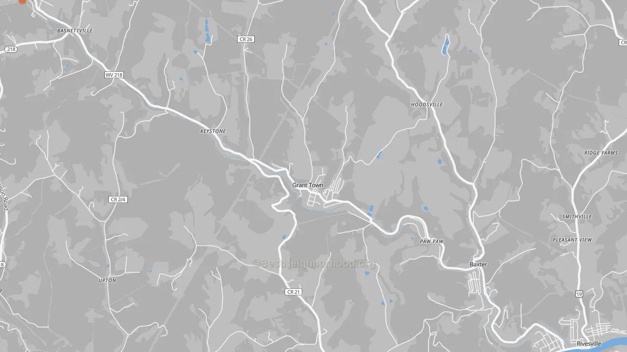 Bike Grade map of Grant Town, WV