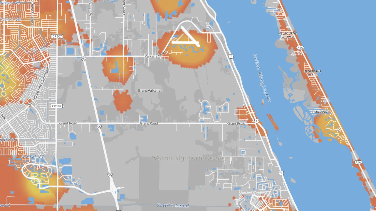 Bike Grade map of Grant-Valkaria, FL
