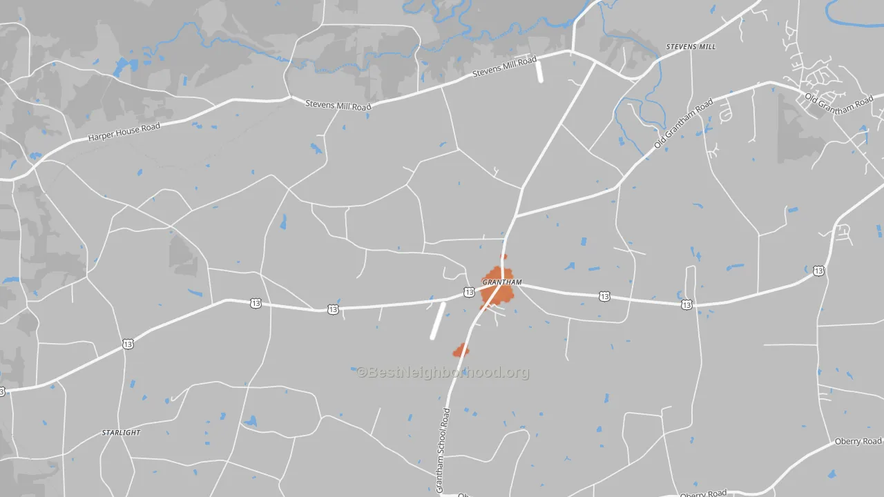 Bike Grade map of Grantham, NC