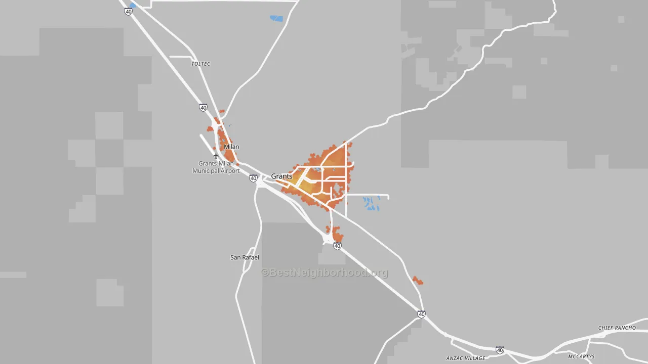 Bike Grade map of Grants, NM