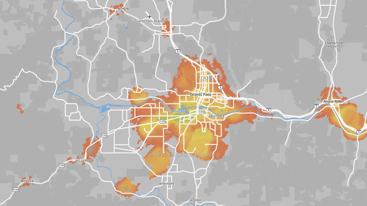 Bike Grade map of Grants Pass, OR