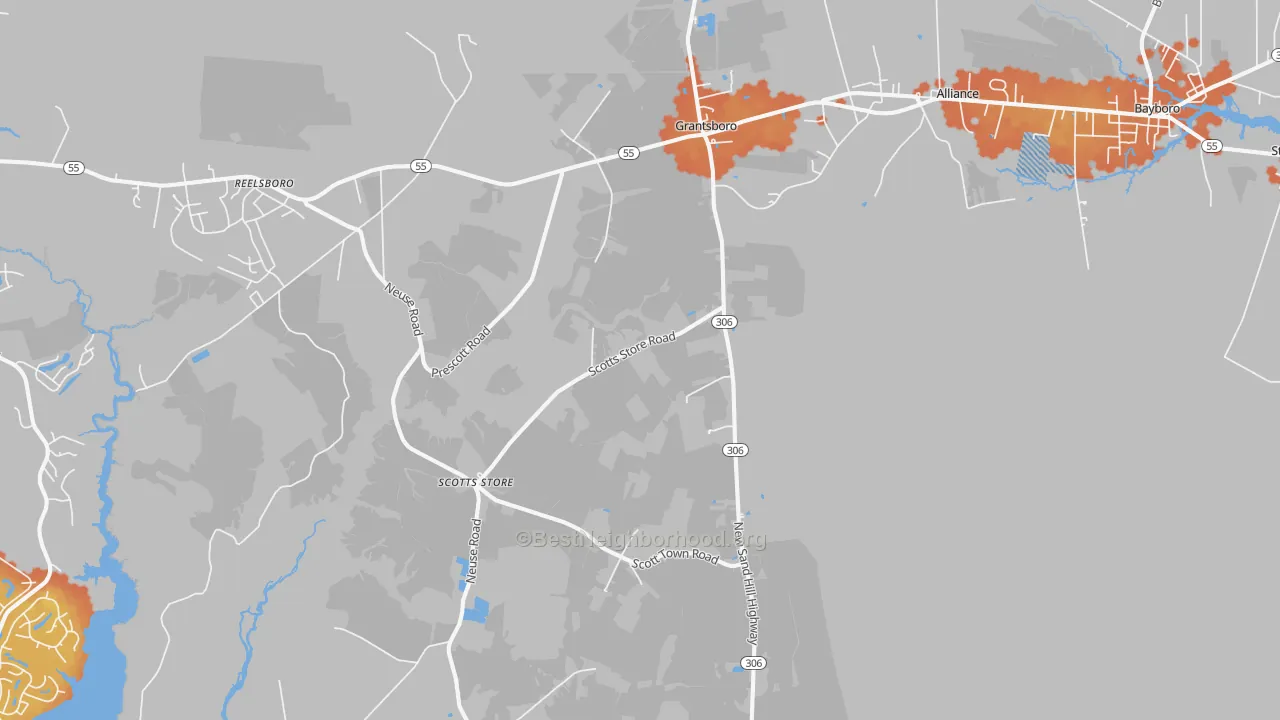 Bike Grade map of Grantsboro, NC