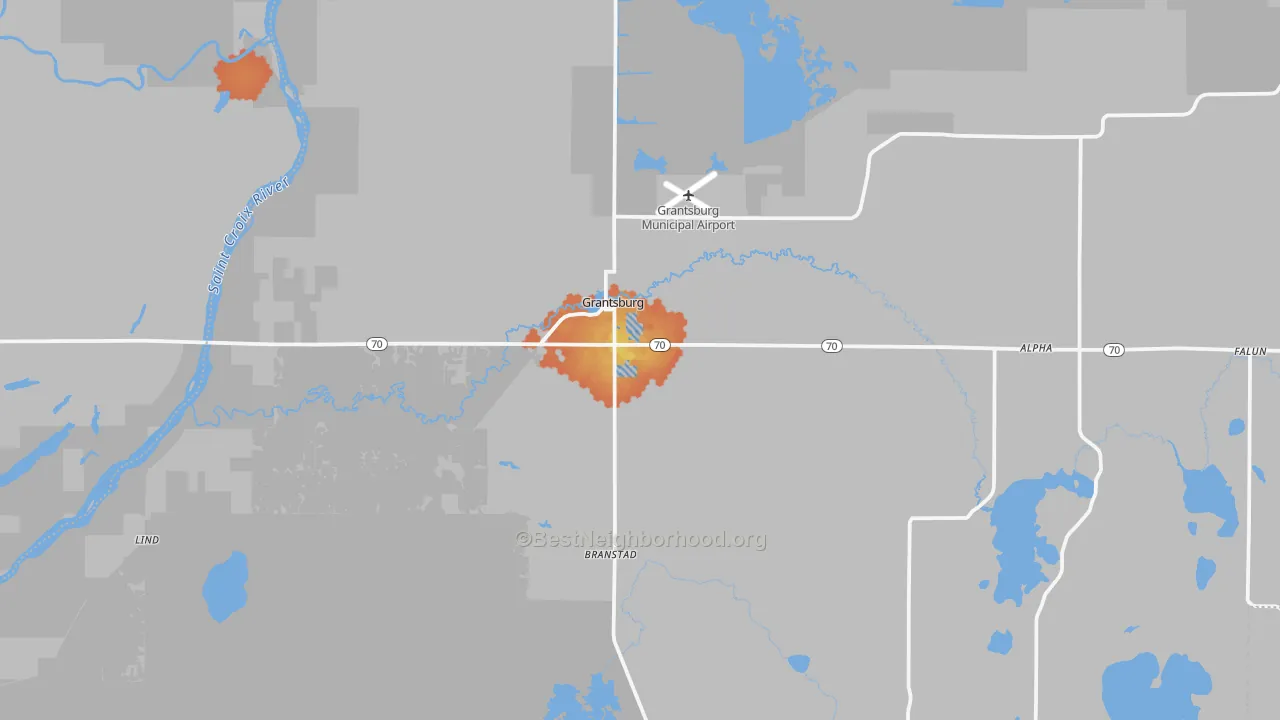 Bike Grade map of Grantsburg, WI