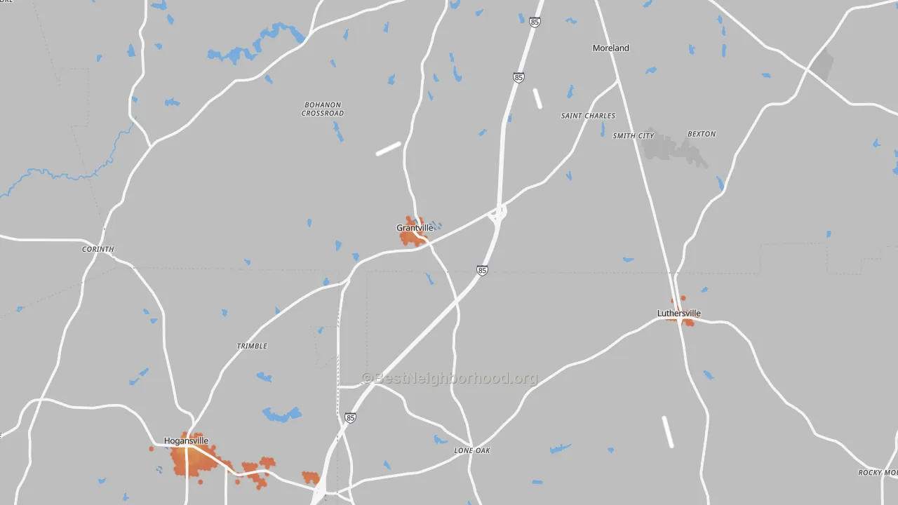 Bike Grade map of Grantville, GA
