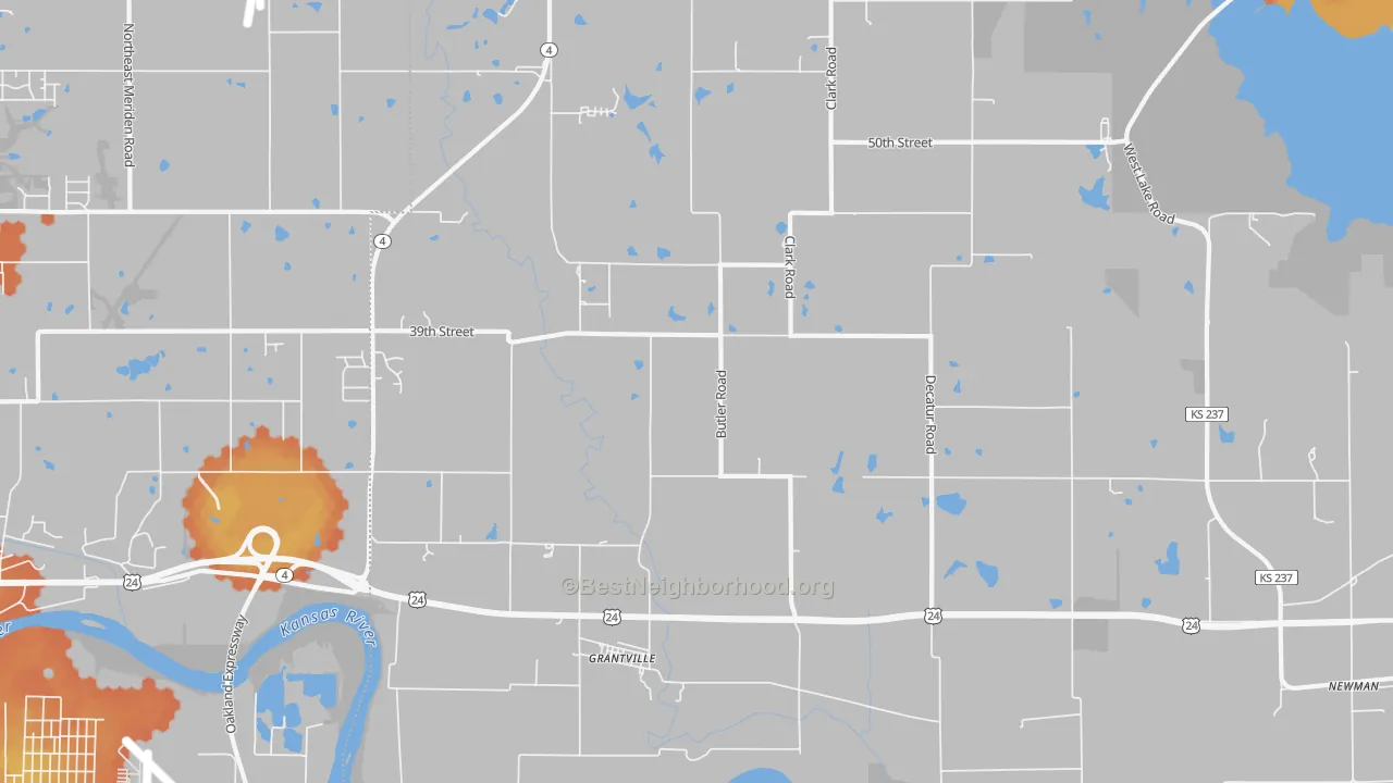 Bike Grade map of Grantville, KS